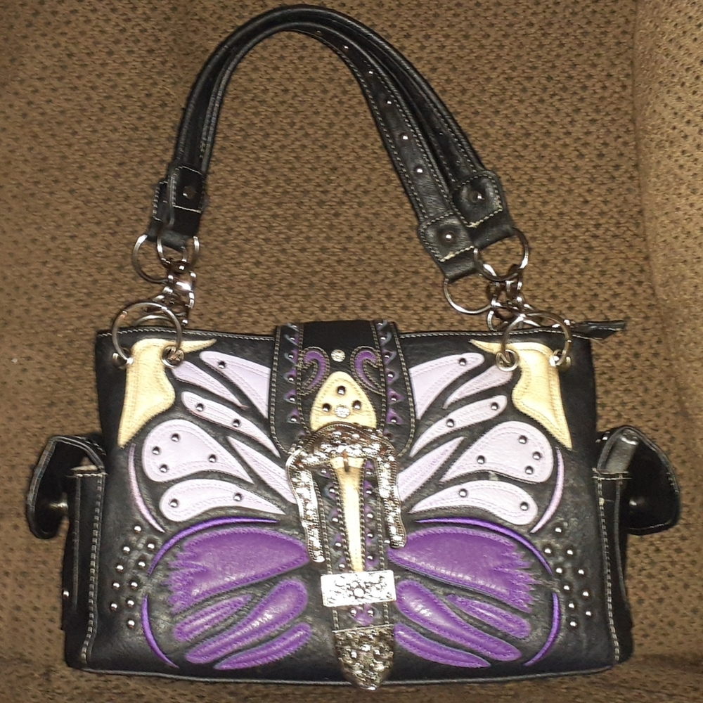 H W Collection Concealed Carry Butterfly Purse
